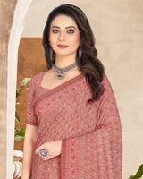 Vishal Prints Peach Digital Print Crepe Saree