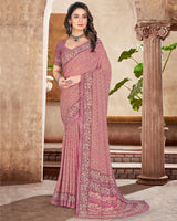 Vishal Prints Dusty Pink Digital Print Crepe Saree