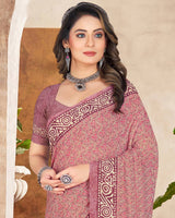 Vishal Prints Dusty Pink Digital Print Crepe Saree