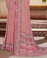Vishal Prints Dusty Pink Digital Print Crepe Saree