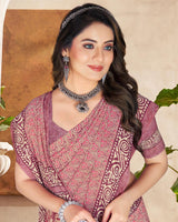 Vishal Prints Dusty Pink Digital Print Crepe Saree