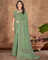 Vishal Prints Pastel Green Digital Print Crepe Saree