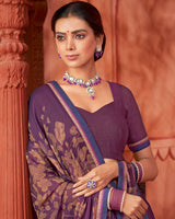 Vishal Prints Deep Magenta Printed Brasso Saree With Fancy Border