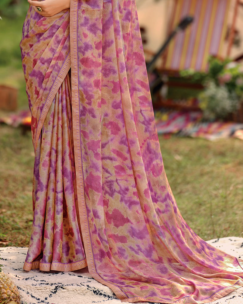 Vishal Prints Multi Colour Printed Brasso Saree With Fancy Border