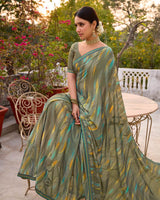 Vishal Prints Pale Brown Printed Brasso Saree With Fancy Border