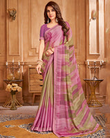 Vishal Prints Dusty Pink Printed Brasso Saree With Fancy Border
