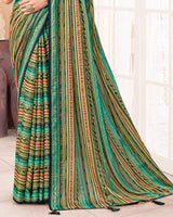 Vishal Prints Multicolored Digital Print Brasso Saree With Diamond Work And Tassel