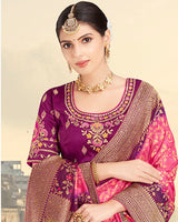 Vishal Prints Hot Pink Silk Weaving Saree With Zari Border And Tassel