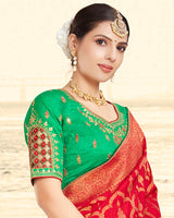 Vishal Prints Dark Red Silk Weaving Saree With Zari Border And Tassel