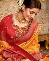 Vishal Prints Golden Yellow Art Silk Weaving And Zari Border Saree With Tassel
