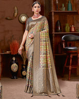 Vishal Prints Coffee Brown Dola Silk Designer Zari Weaving Saree With Tassel