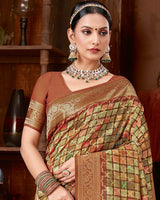 Vishal Prints Deep Coffee Brown Dola Silk Designer Zari Weaving Saree With Tassel
