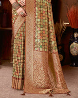 Vishal Prints Deep Coffee Brown Dola Silk Designer Zari Weaving Saree With Tassel