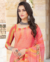 Vishal Prints Peach Digital Print Georgette Patterned Saree