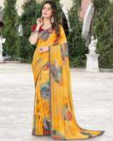 Vishal Prints Light Orange Digital Print Georgette Patterned Saree