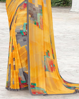 Vishal Prints Light Orange Digital Print Georgette Patterned Saree