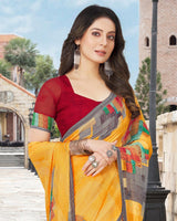 Vishal Prints Light Orange Digital Print Georgette Patterned Saree