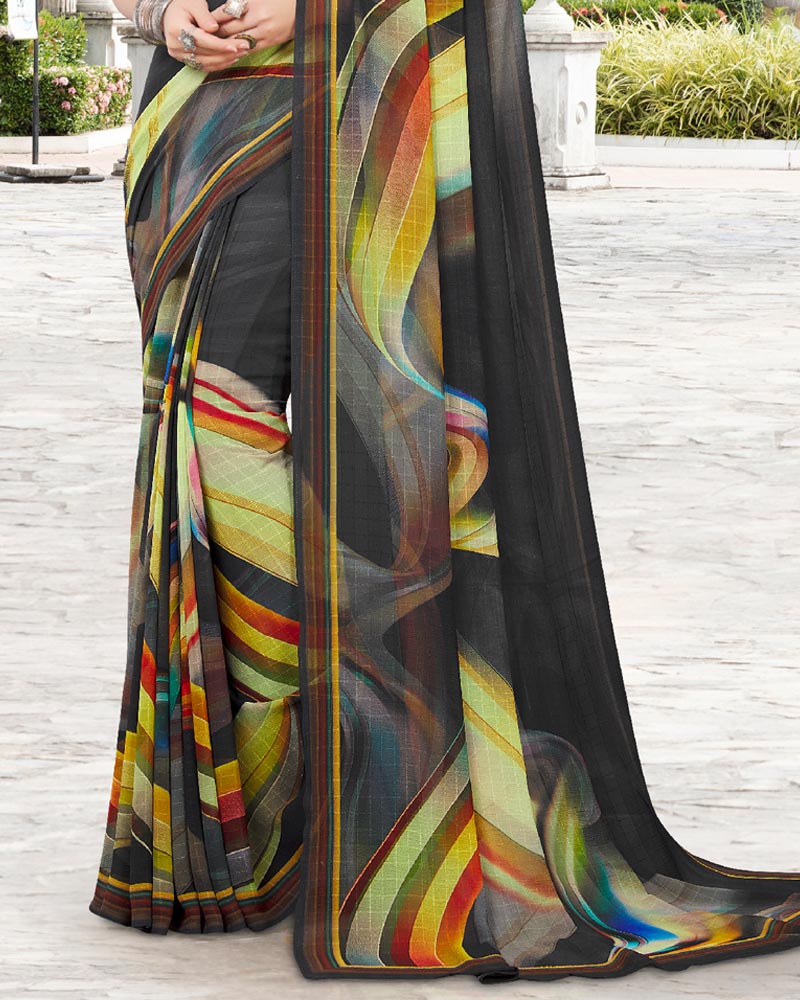 Vishal Prints Multi Digital Print Georgette Patterned Saree