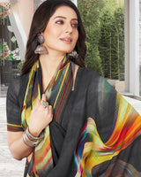 Vishal Prints Brown And Gold Cotton Brasso Saree With Fancy Border