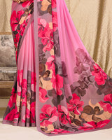 Vishal Prints Baby Pink Digital Print Georgette Saree