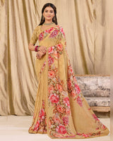 Vishal Prints Beige Digital Print Georgette Saree