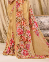 Vishal Prints Beige Digital Print Georgette Saree