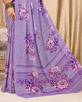Vishal Prints Purple Digital Print Georgette Saree