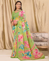 Vishal Prints Light Green Digital Print Georgette Saree