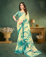 Vishal Prints Summer Green Digital Print Chiffon Saree With Fancy Border