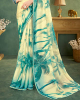 Vishal Prints Summer Green Digital Print Chiffon Saree With Fancy Border