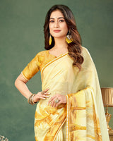 Vishal Prints Dull Brown Digital Print Chiffon Saree With Fancy Border