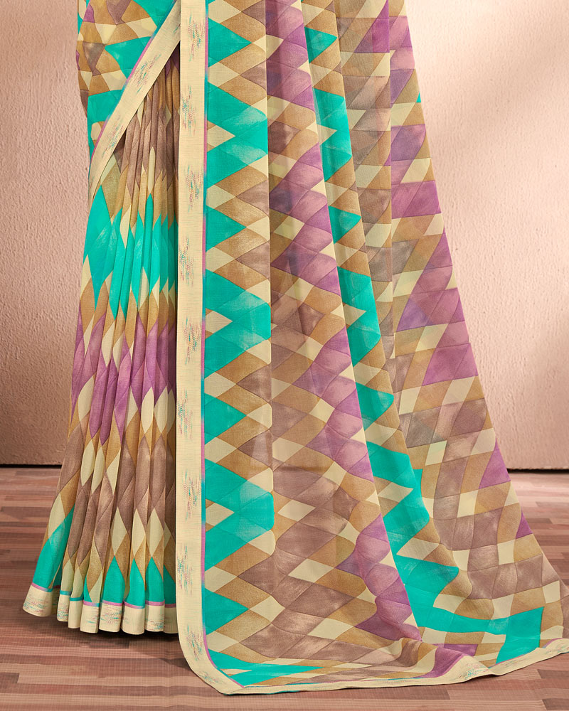 Vishal Prints Multi Color Printed Georgette Saree With Fancy Border