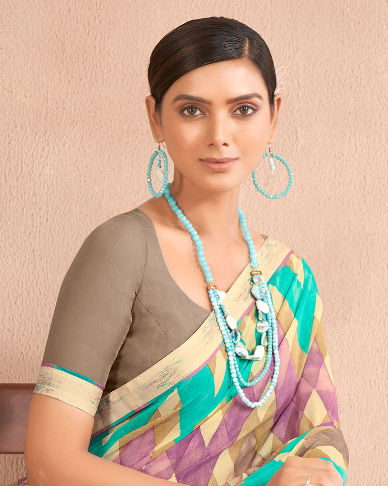 Vishal Prints Multi Color Printed Georgette Saree With Fancy Border