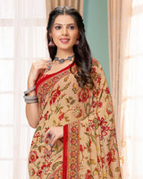 Vishal Prints Very Light Brown Digital Print Georgette Saree