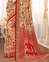 Vishal Prints Very Light Brown Digital Print Georgette Saree
