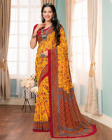 Vishal Prints Gold Digital Print Georgette Saree