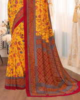 Vishal Prints Gold Digital Print Georgette Saree