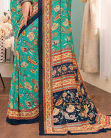 Vishal Prints Teal Digital Print Georgette Saree
