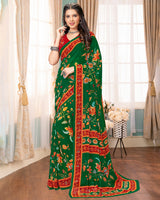 Vishal Prints Green Digital Print Georgette Saree