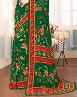 Vishal Prints Green Digital Print Georgette Saree