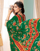 Vishal Prints Green Digital Print Georgette Saree