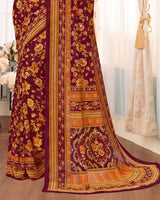 Vishal Prints Maroon Digital Print Georgette Saree