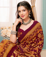 Vishal Prints Maroon Digital Print Georgette Saree