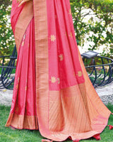 Vishal Prints Froly Pink Designer Dola Silk Weaving And Diamond Work Saree With Core Piping