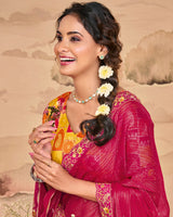 Vishal Prints Raspberry Pink Designer Fancy Chiffon Saree With Diamond Work And Cut Work Embroidery Border