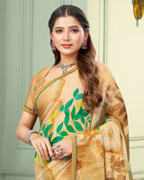 Vishal Prints Sandy Brown Digital Print Fancy Chiffon Saree With Border