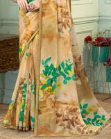 Vishal Prints Sandy Brown Digital Print Fancy Chiffon Saree With Border