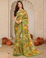 Vishal Prints Multi Green Digital Print Fancy Chiffon Saree With Fancy Border