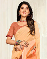 Vishal Prints Pastel Orange Digital Printed Georgette Saree