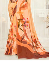 Vishal Prints Pastel Orange Digital Printed Georgette Saree